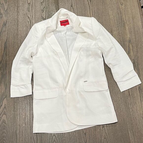 NWOT Guess Womens White Long Line Blazer Jacket Size XS - Picture 1 of 9